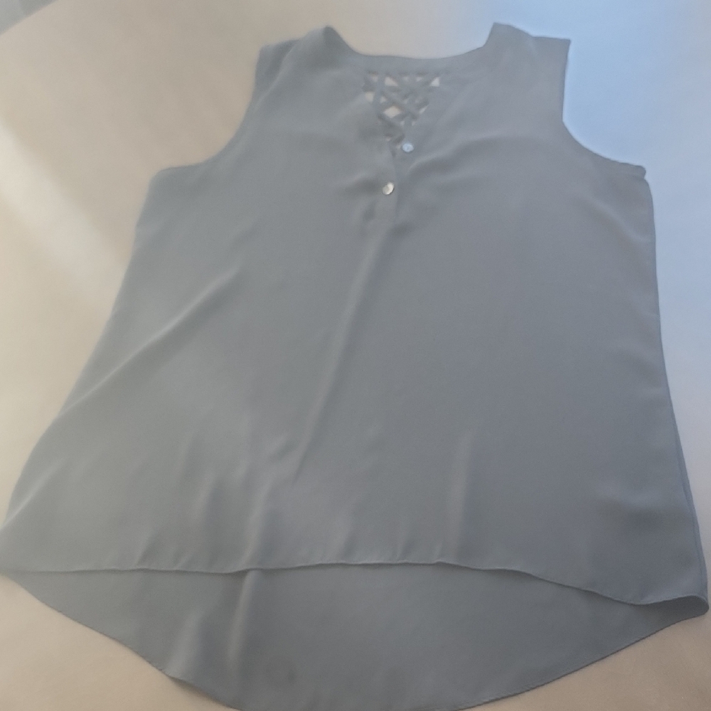 by & by Sleeveless Satin Black Blouse